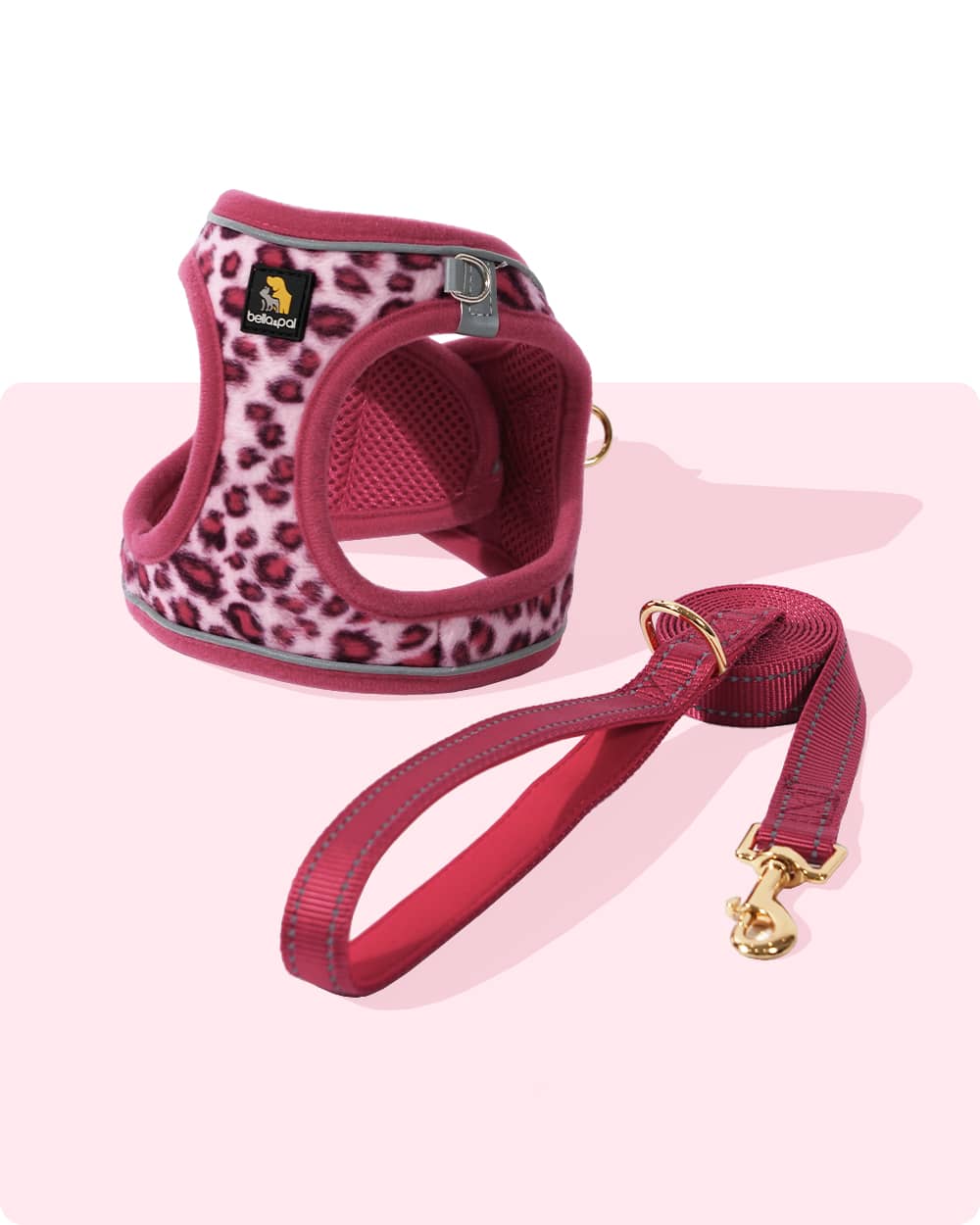 OxyMesh Velcro Step-in Harness Set - Phantom Pink Leopard - stringsmall