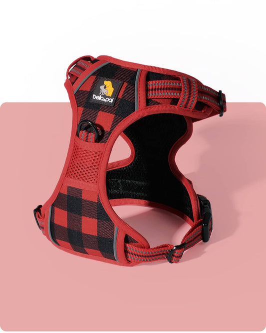 Smart Pro ノープル犬用ハーネス - レッド グリッド