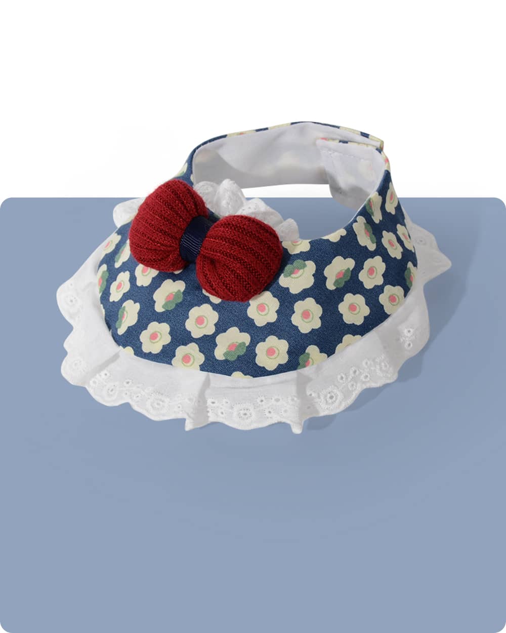 Velcro Ruffled Hem Floral Dog Bib - Bowknot