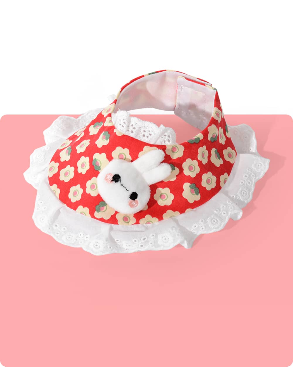 Velcro Ruffled Hem Floral Dog Bib - Bunny