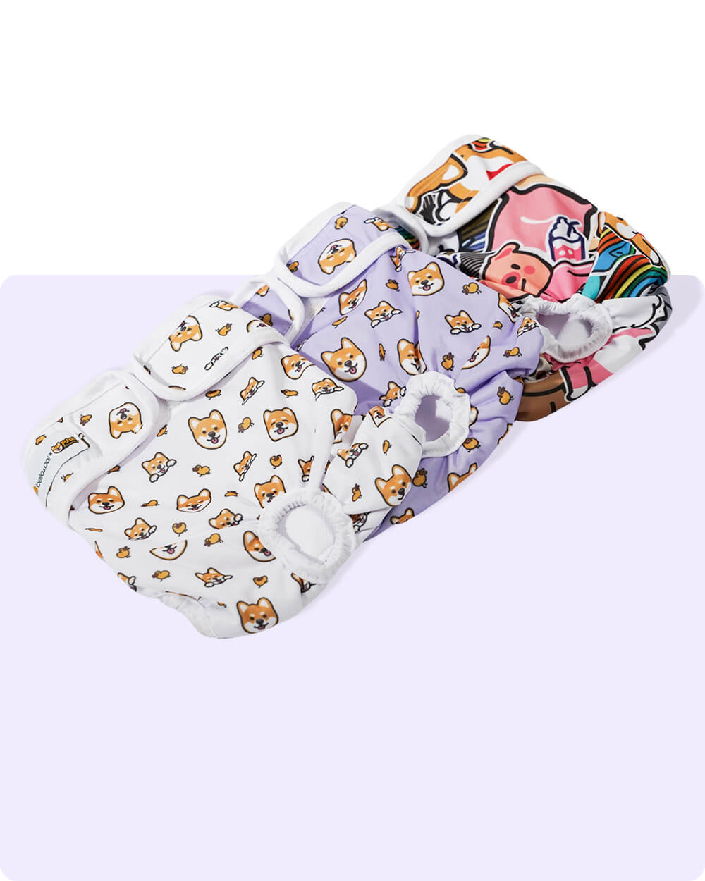 Bella & Pal × PJai & Friends Washable Female Dog Diaper Set - Puffy Friends