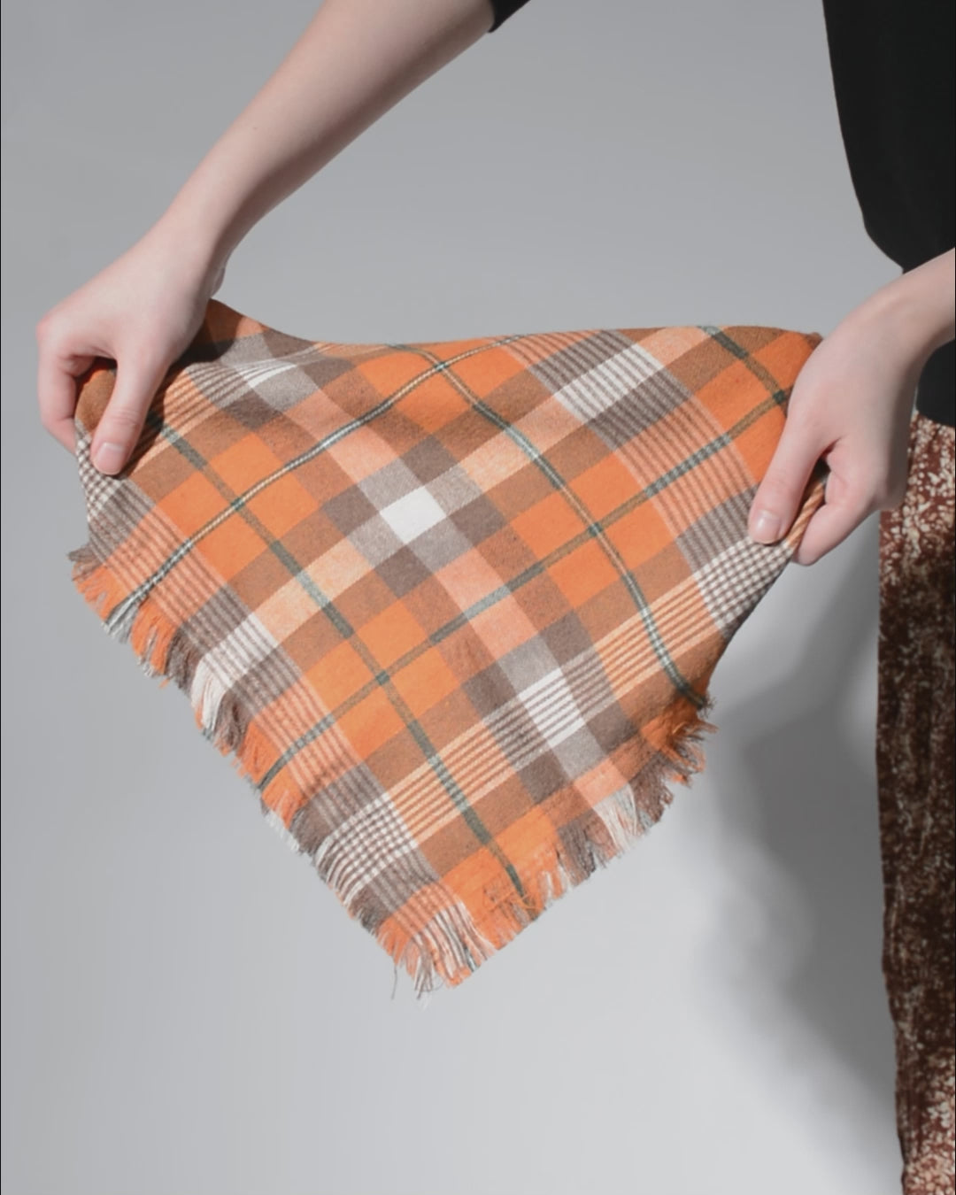 Tassel Dog Bandana - Orange Tartan