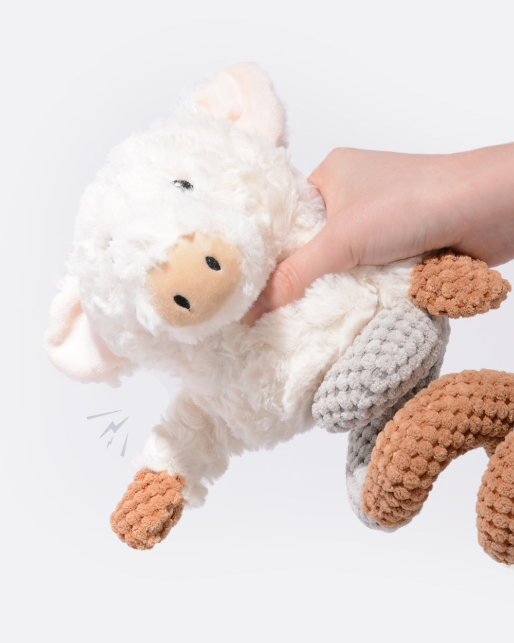毛絨吱吱作響的繩索玩具 - 捲捲豬