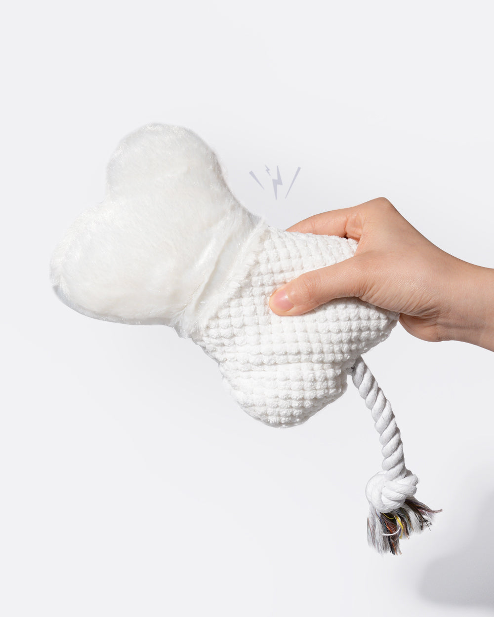 Plush Squeaky Dog Toy -  White Bone